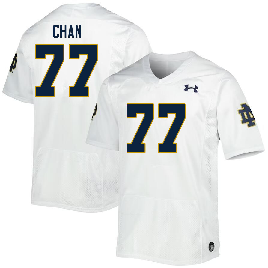 Men #77 Ty Chan Notre Dame Fighting Irish College Football Jerseys Stitched-White - Click Image to Close